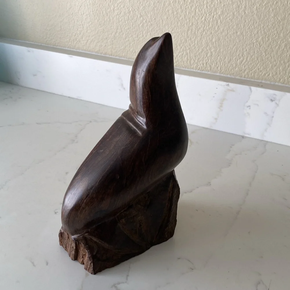 Vintage Ironwood Seal Statue
